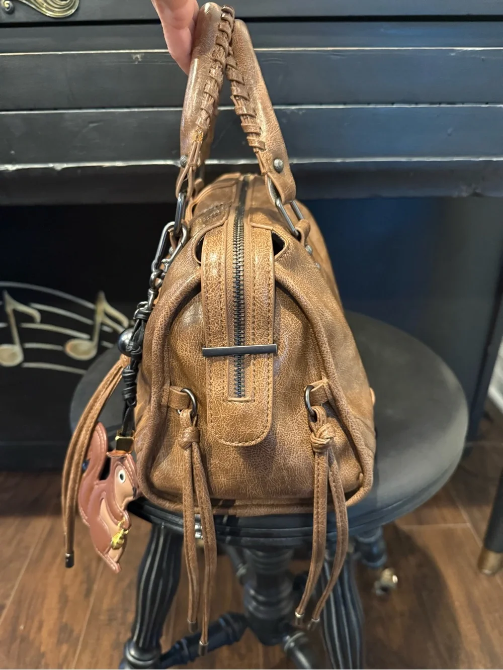 Steve Madden Tan Leatherette Satchel Handbag